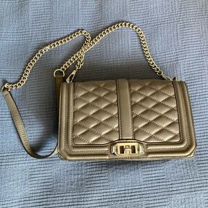 Rebecca Minkoff Quilted Metallic Leather Gray Chain Shoulder Bag